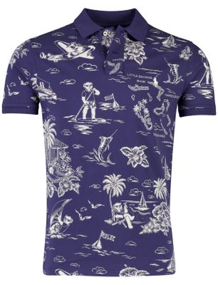 Polo Ralph Lauren Poloshirt blauw printje Polo ralph lauren normale fit