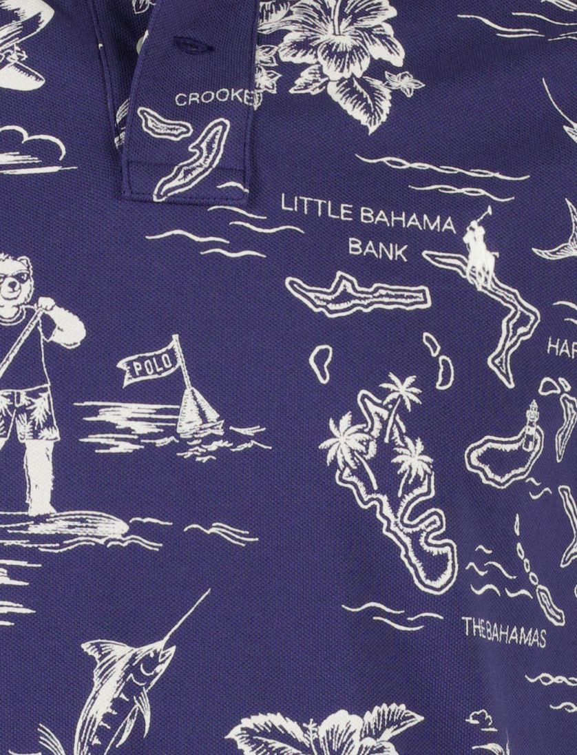 Poloshirt blauw printje Polo ralph lauren normale fit