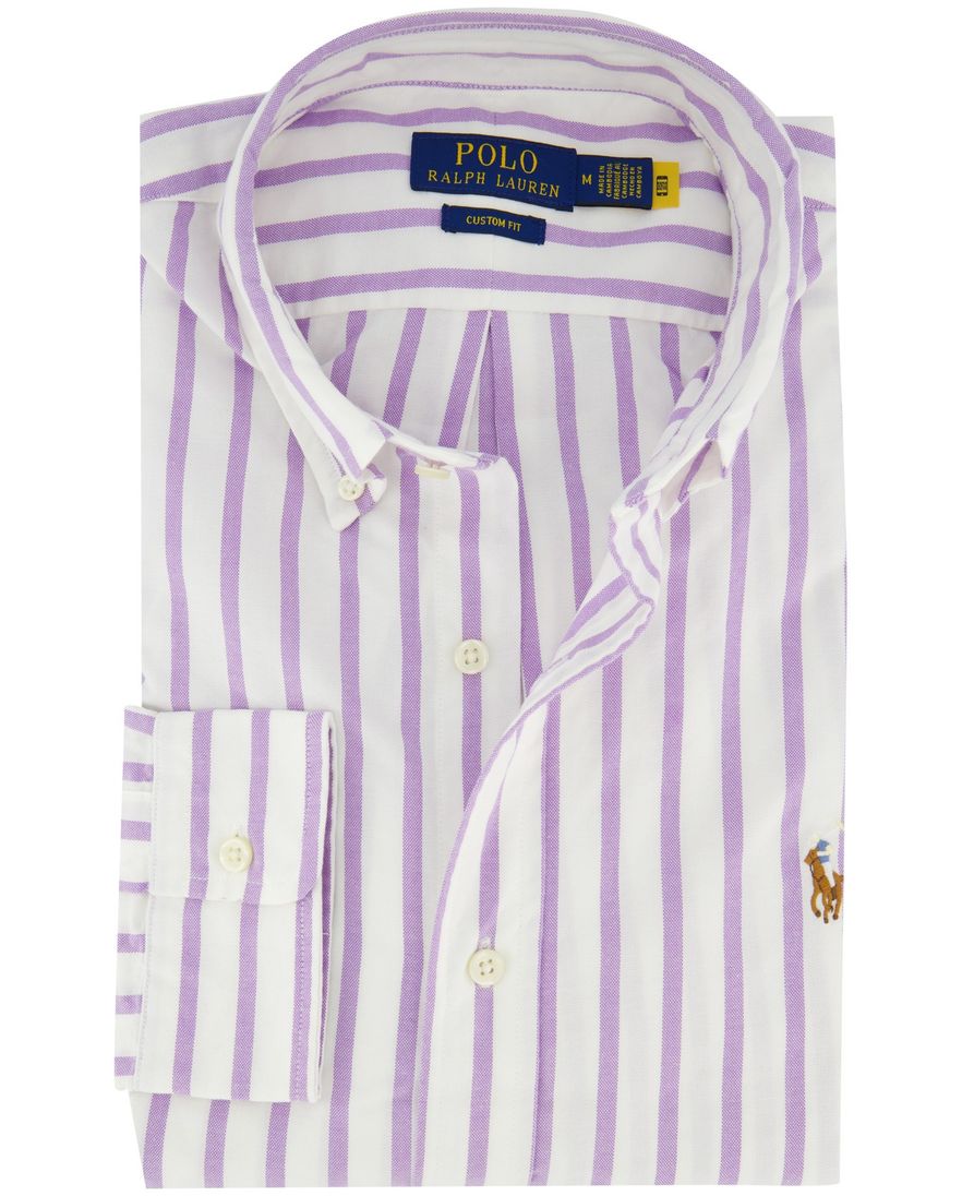 Polo ralph lauren custom fit overhemd paarse streepjes