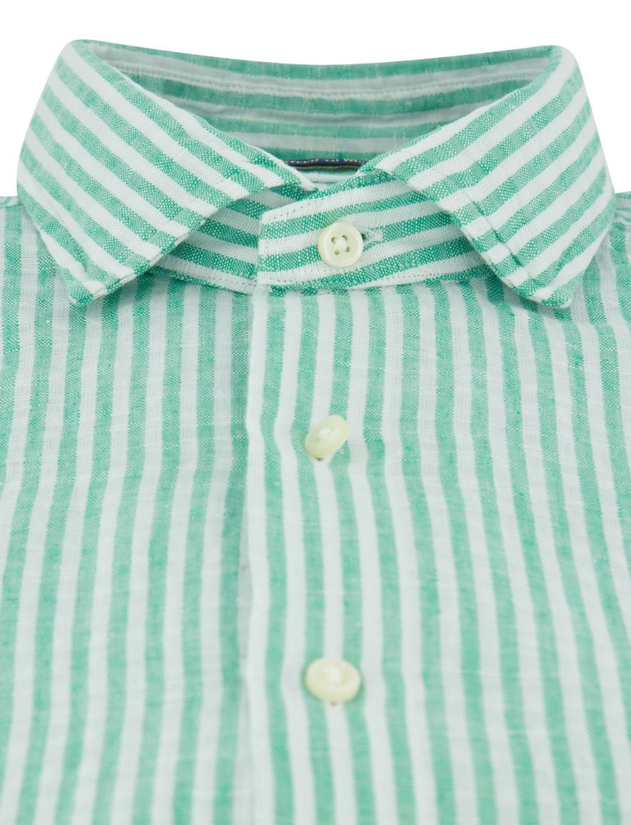 Polo Ralph Lauren Custom Fit overhemd groen wit gestreept linnen