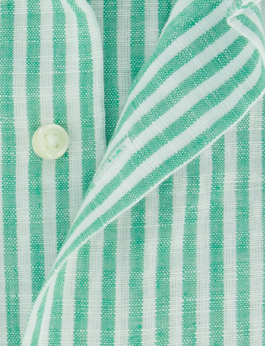 Polo Ralph Lauren Custom Fit overhemd groen wit gestreept linnen