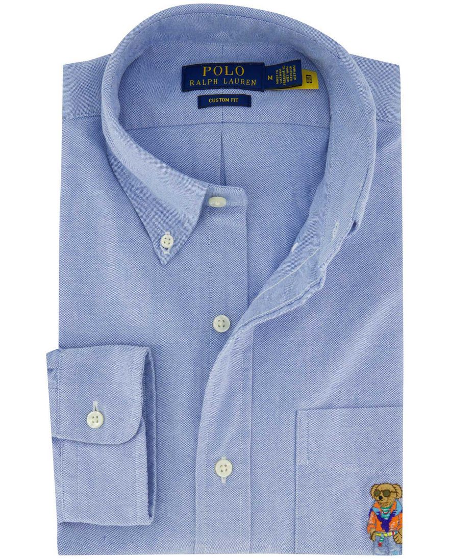 Lichtblauw overhemd Polo ralph lauren bear met borstzak