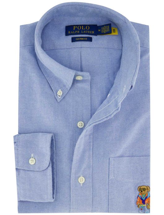 Polo ralph lauren bear overhemd custom fit lichtblauw