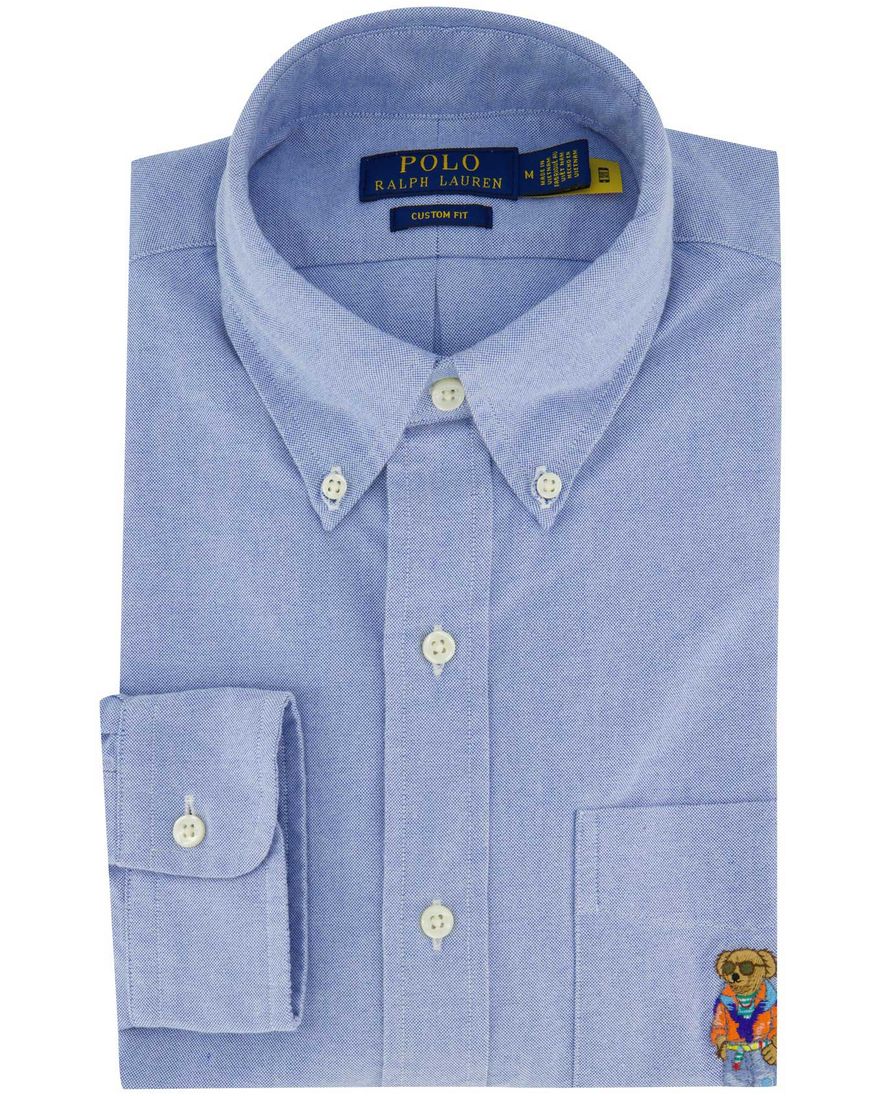 Lichtblauw overhemd Polo ralph lauren bear met borstzak