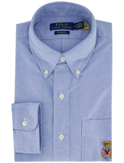 Polo ralph lauren bear overhemd custom fit lichtblauw