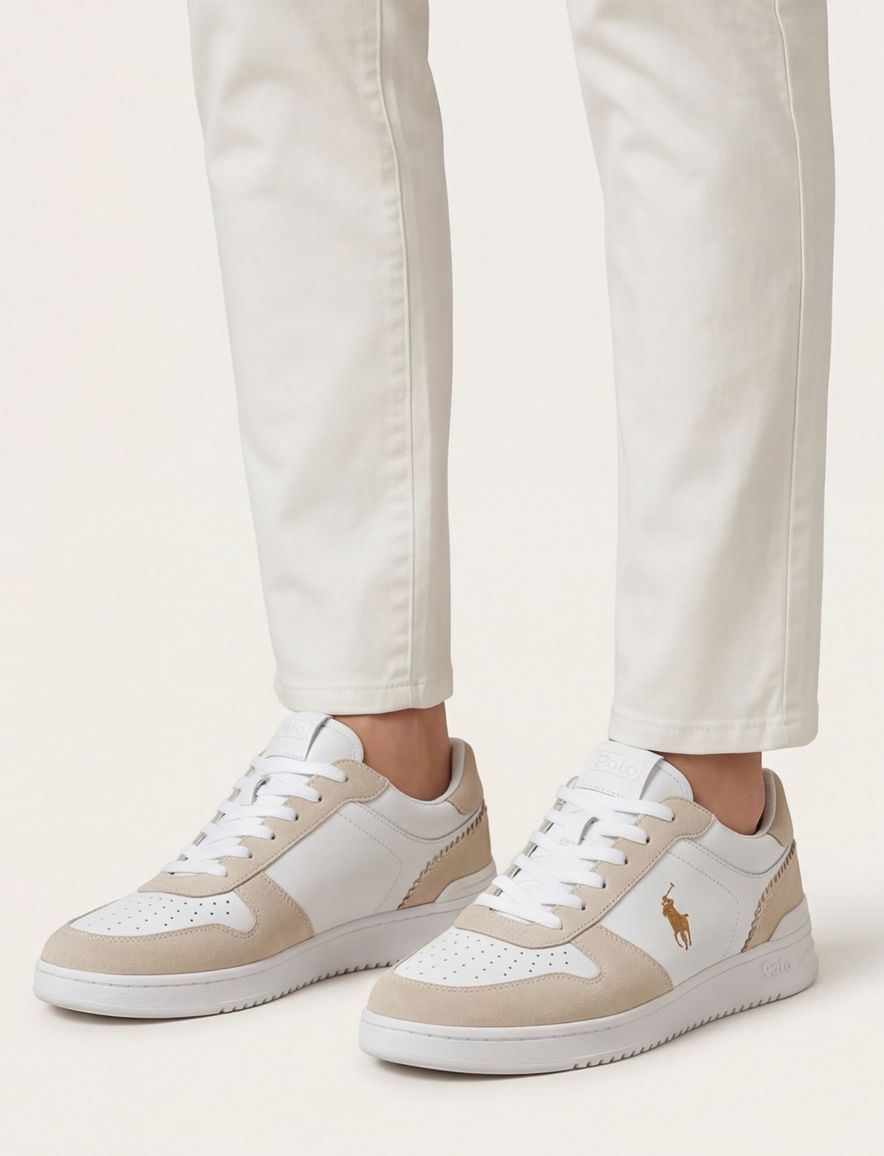 Witte sneakers Polo Ralph Lauren beige logo