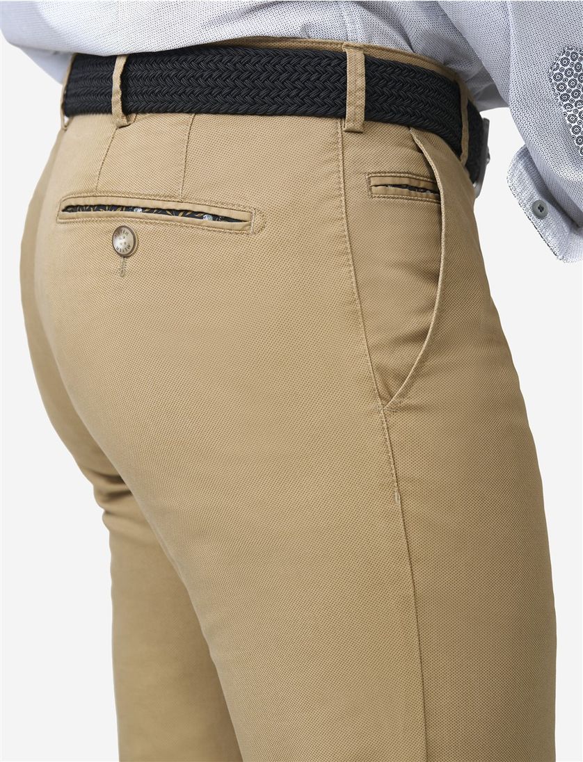 Pantalon flat front Meyer Bonn Camel katoen