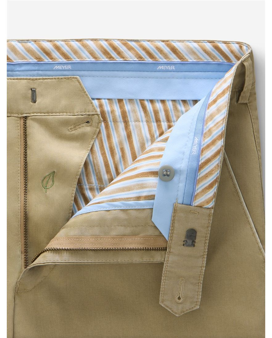 Chino flat front camel Meyer New York katoen