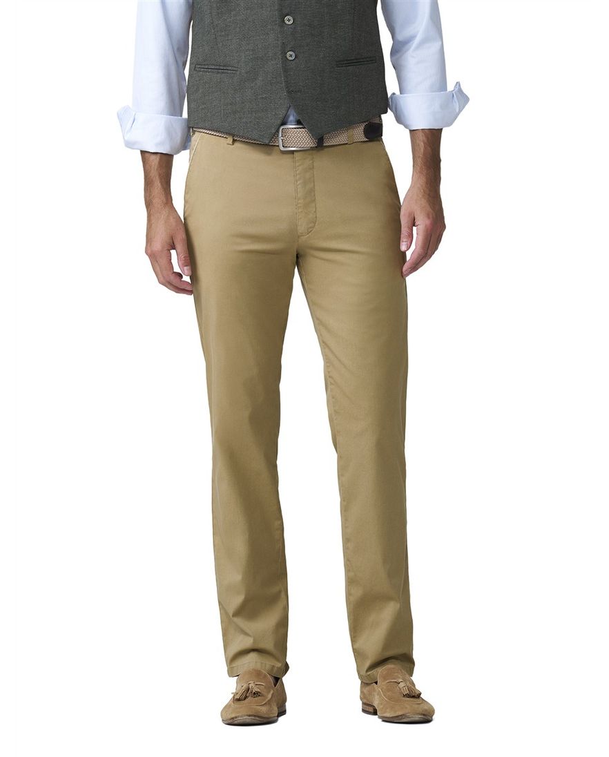 Chino flat front camel Meyer New York katoen