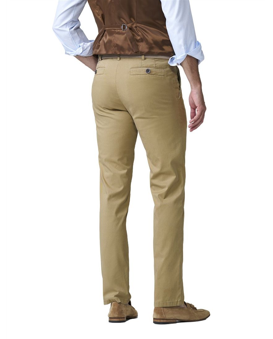 Chino flat front camel Meyer New York katoen