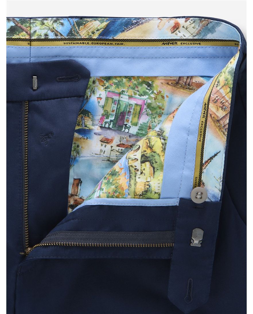 flat front chino donkerblauw Meyer Bonn zijde