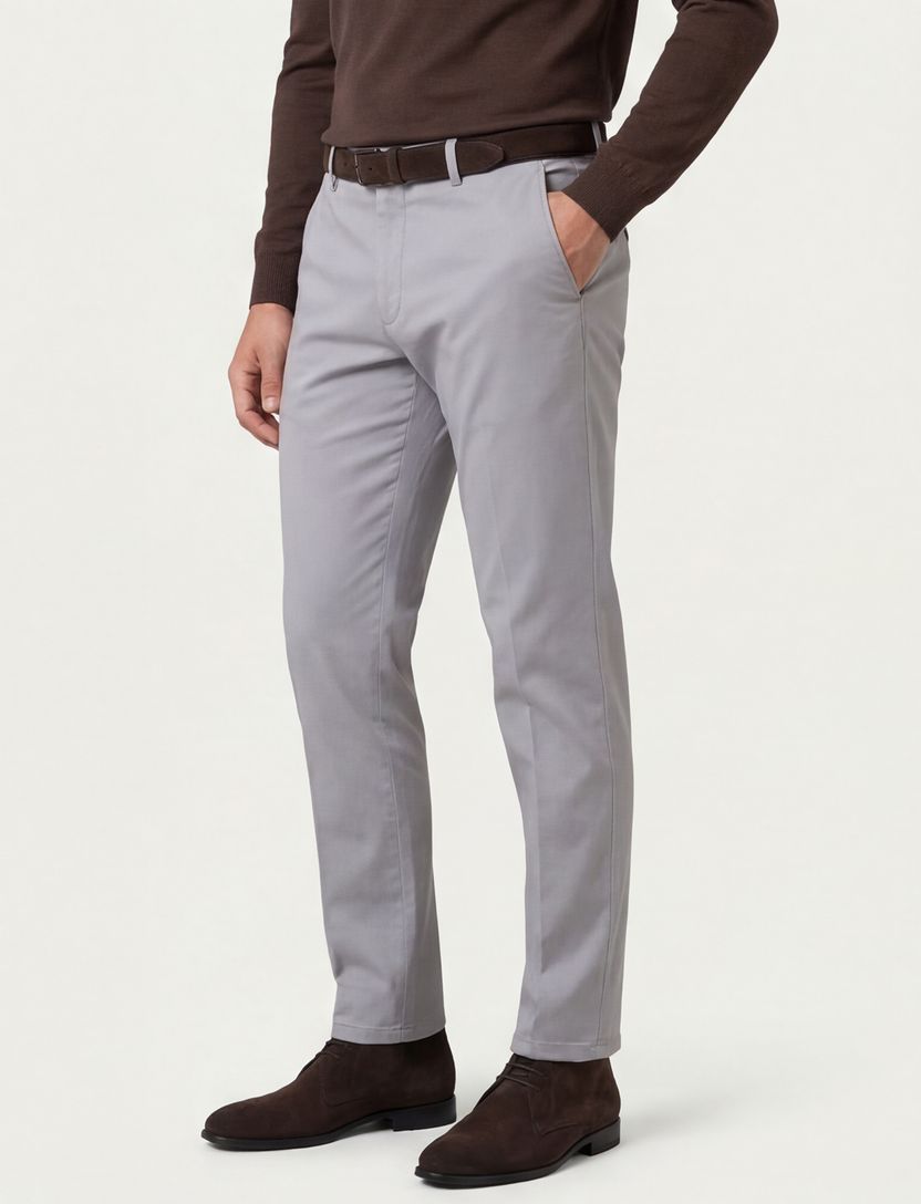 Pantalon Meyer New York grijs flatfront normale fit