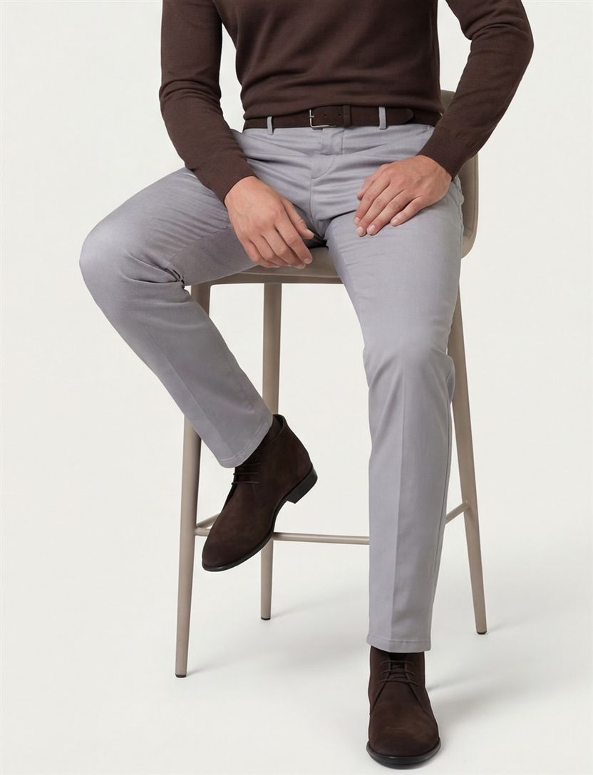 Pantalon Meyer New York grijs flatfront normale fit