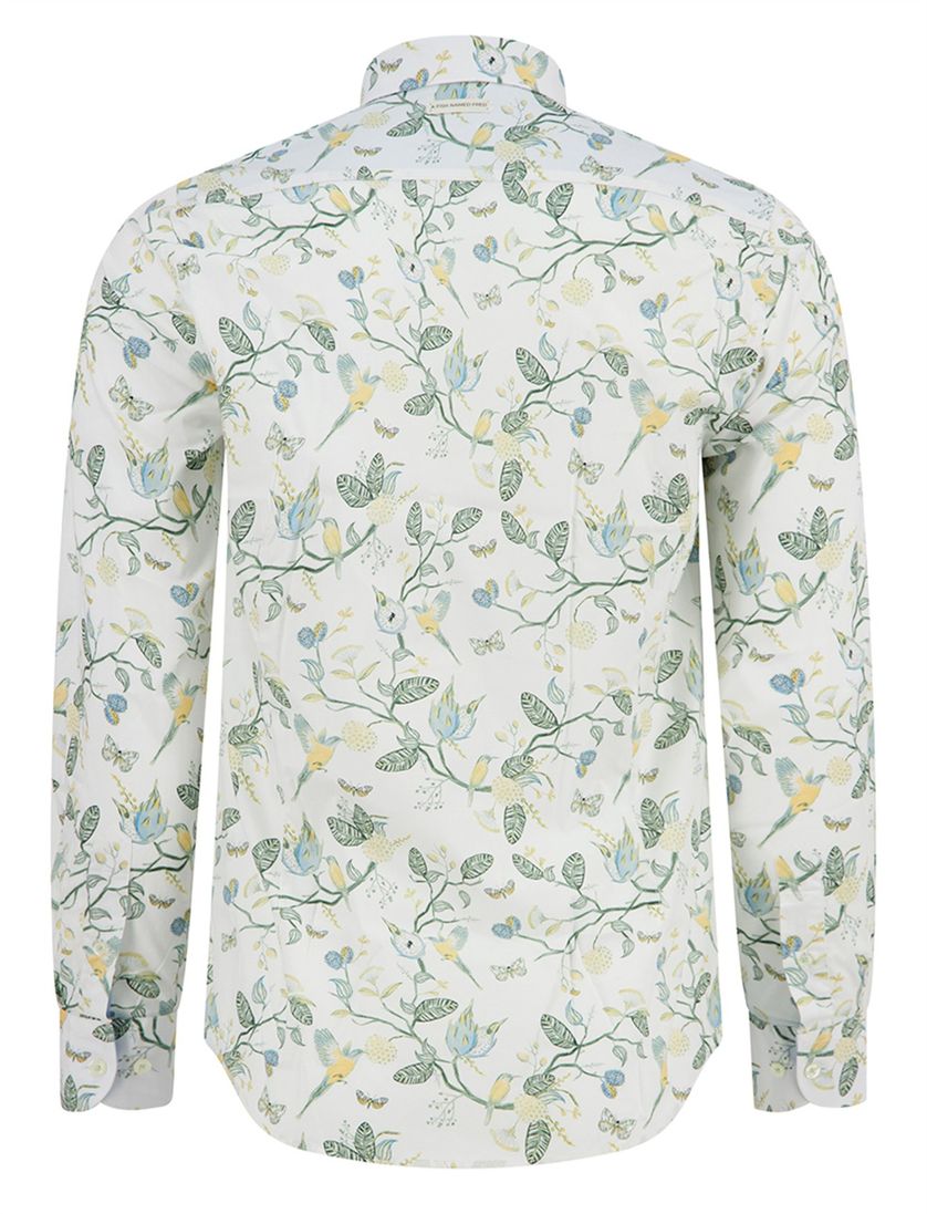 A Fish Named Fred overhemd plant print groen normale fit katoen