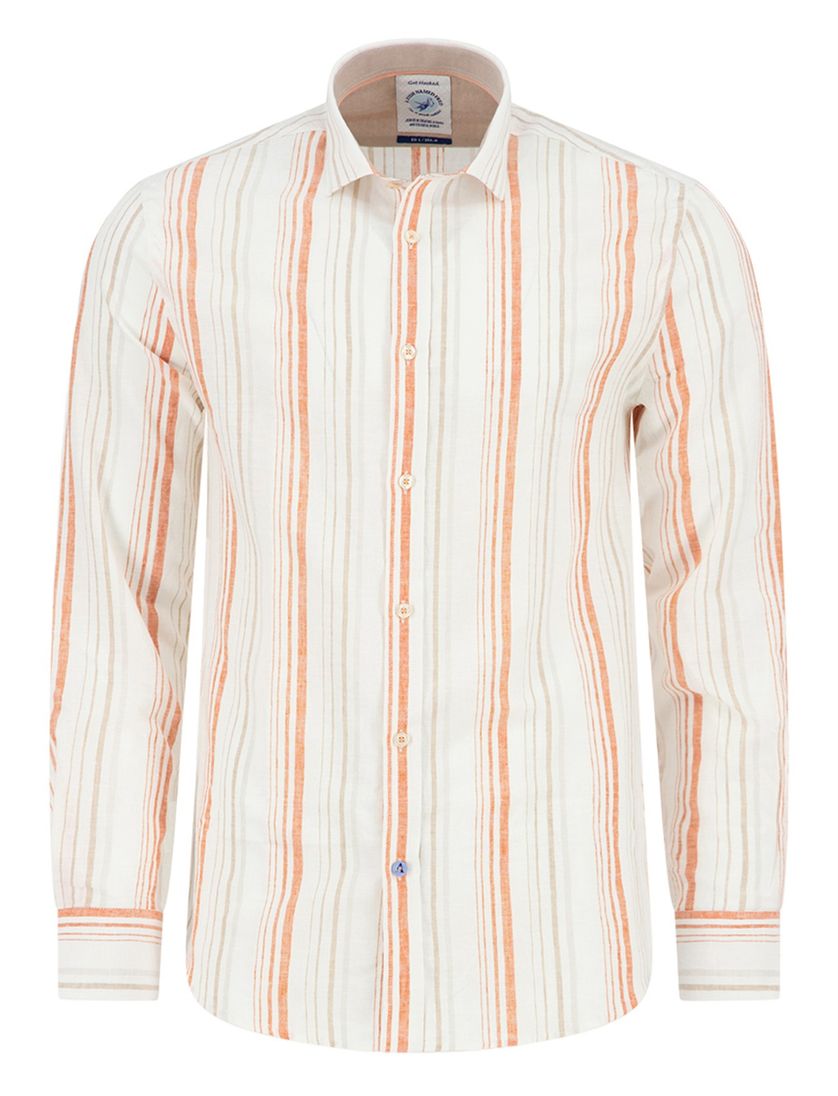 Oranje wit strepen overhemd A Fish Named Fred linnen