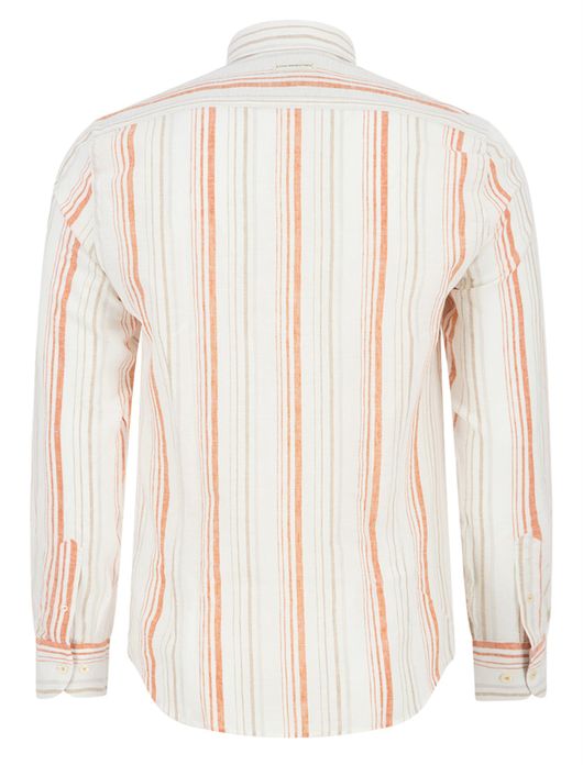 A Fish Named Fred Overhemd Oranje wit oranje dubbele streep linnen