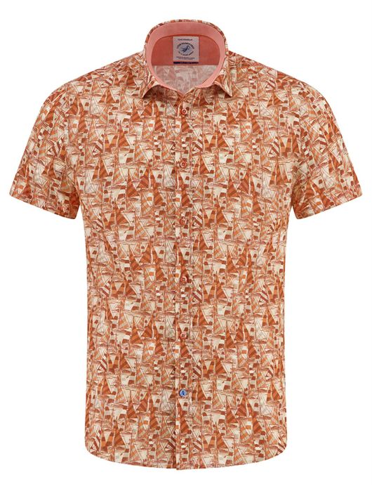 A Fish Named Fred overhemd korte mouw oranje print