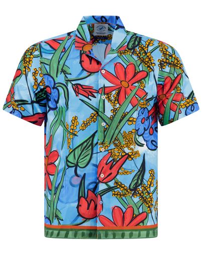 A Fish Named Fred overhemd A Fish Named Fred blauw artistieke print wide collar