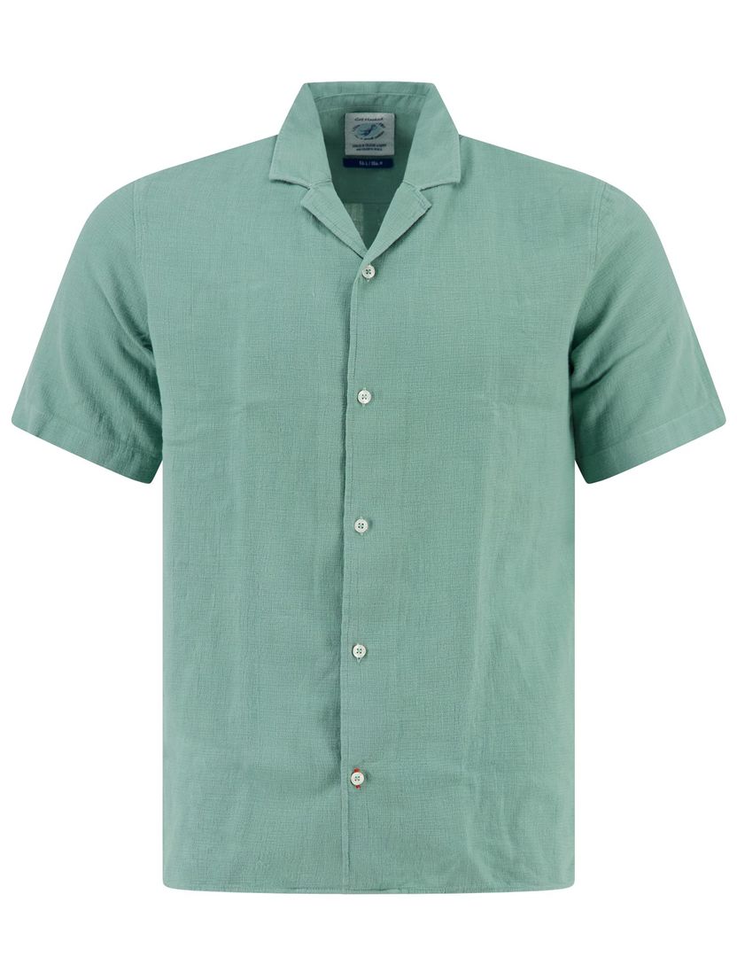 overhemd met witte knopen A Fish Named Fred korte mouw groen