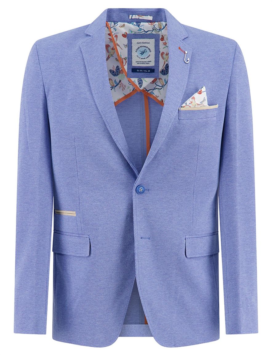 A Fish Named Fred blauw colbert slim fit