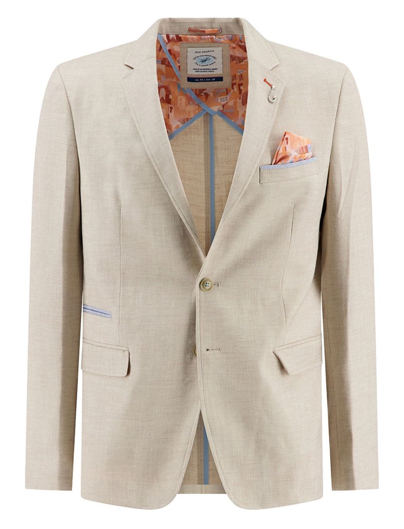 colbert A Fish Named Fred beige slim fit poshet