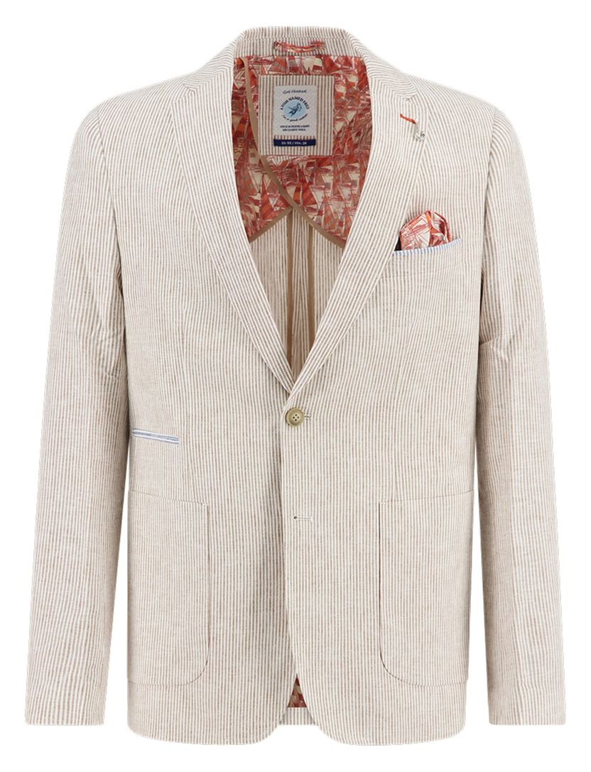 colbert A Fish Named Fred beige strepen slim fit