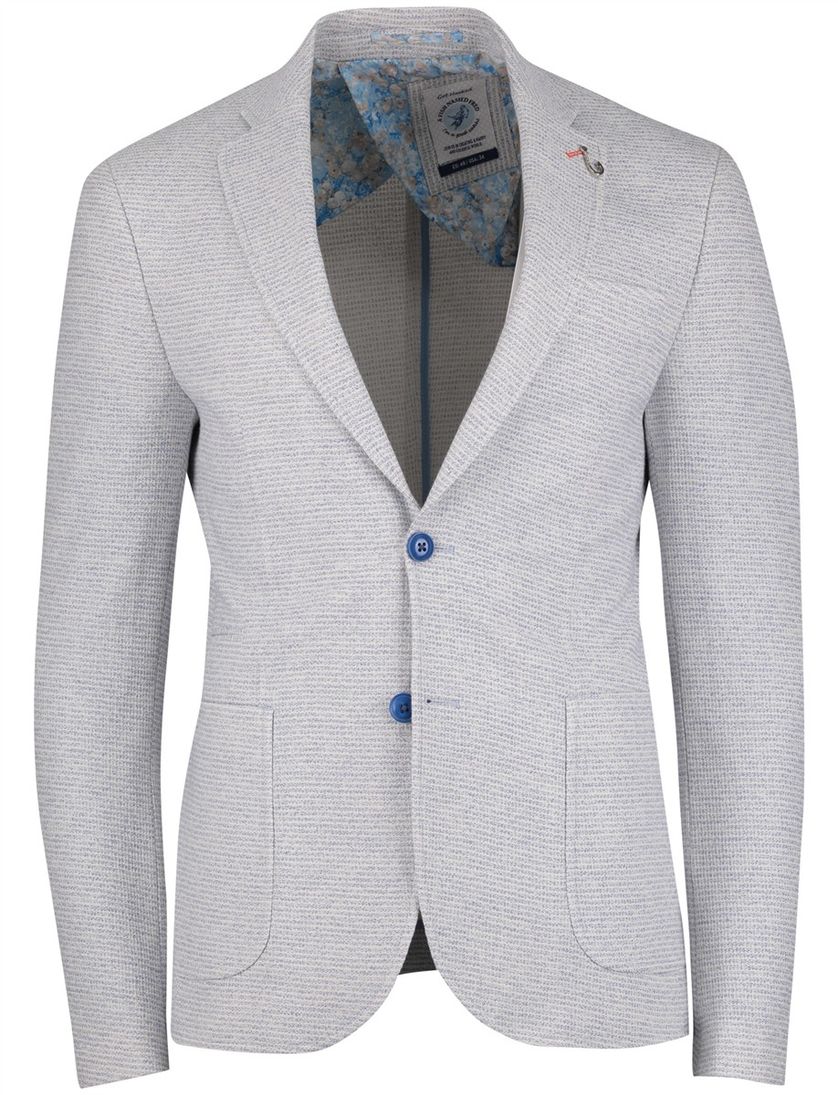 A Fish Named Fred colbert gemeleerd lichtblauw katoen slim fit