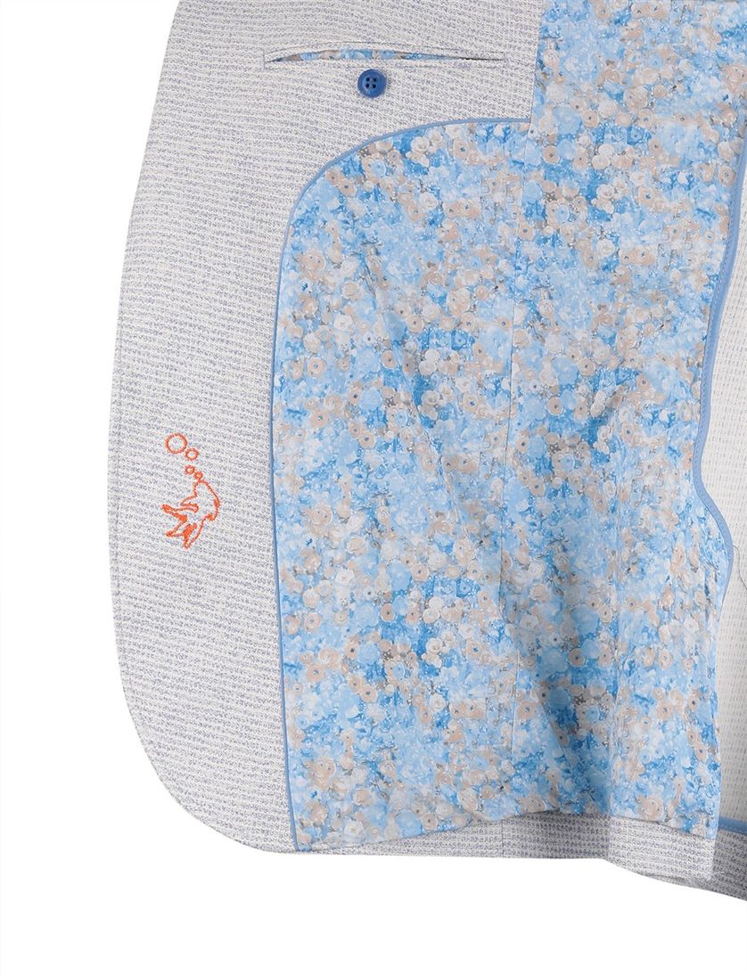 A Fish Named Fred colbert gemeleerd lichtblauw katoen slim fit