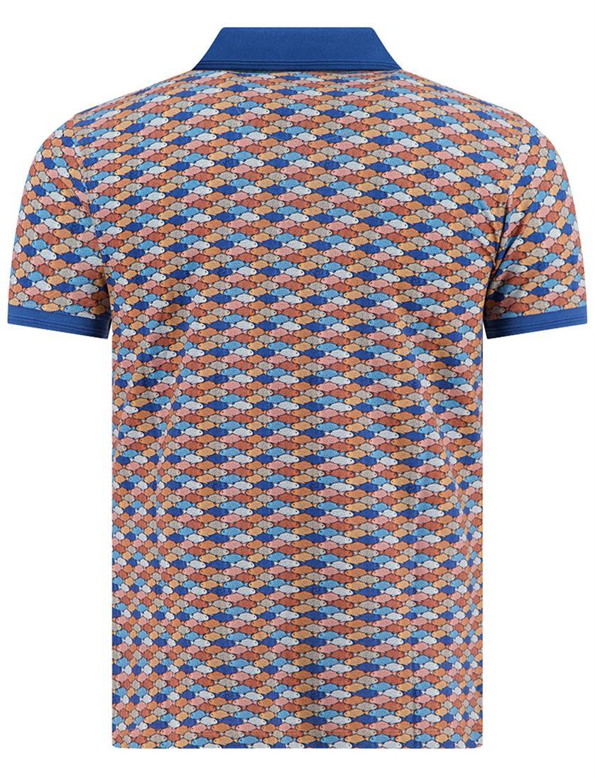 poloshirt A Fish Named Fred korte mouw printje multicolor 3 knopen