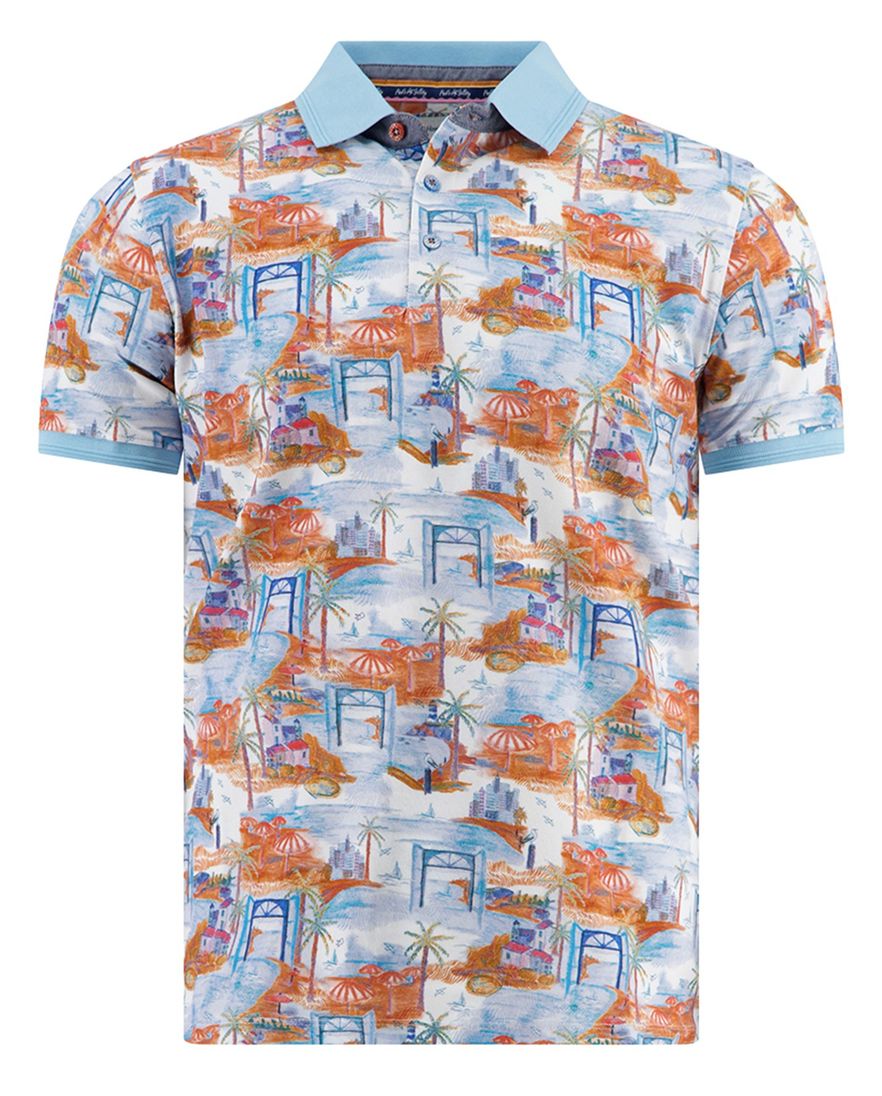 lichtblauw poloshirt A Fish Named Fred 3 knoops