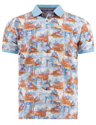 A Fish Named Fred poloshirt korte mouw A Fish Named Fred print eiland 3 knoops