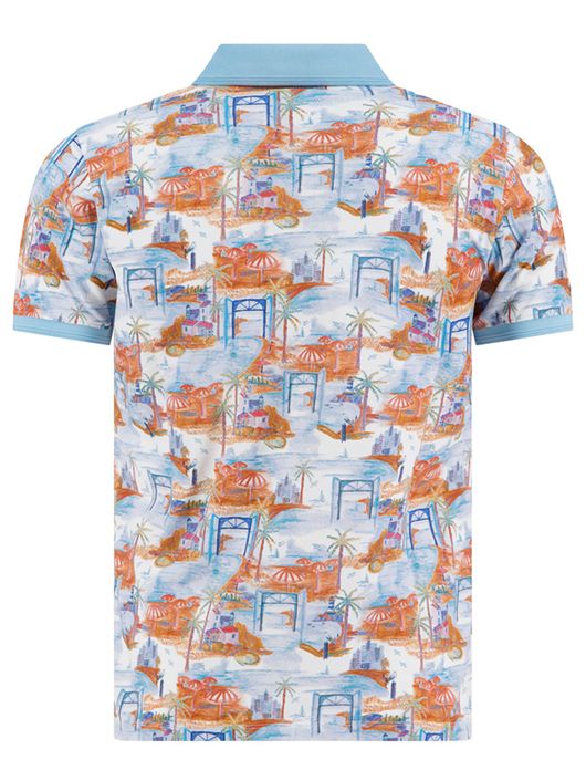 A Fish Named Fred poloshirt lichtblauw geprint eiland