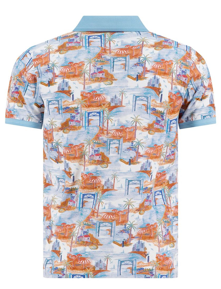 poloshirt korte mouw A Fish Named Fred print eiland 3 knoops