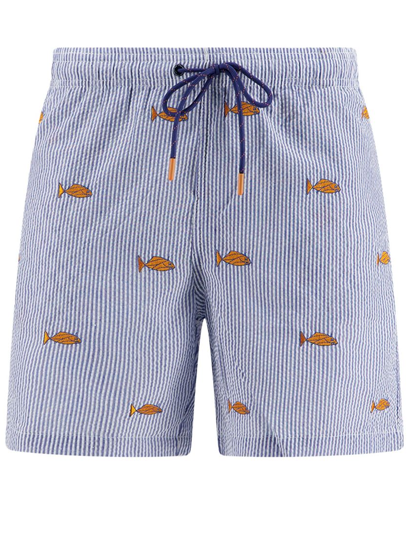 zwembroek A Fish Named Fred kobaltblauw visjes gestreept