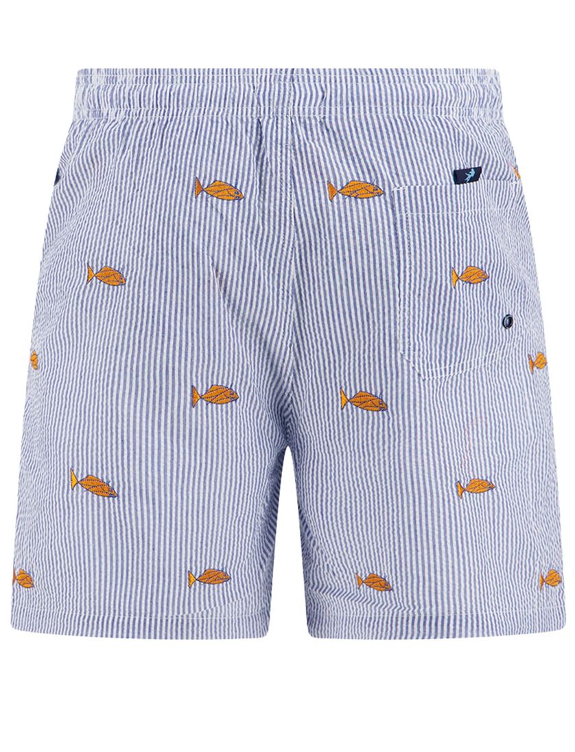 zwembroek A Fish Named Fred kobaltblauw visjes gestreept