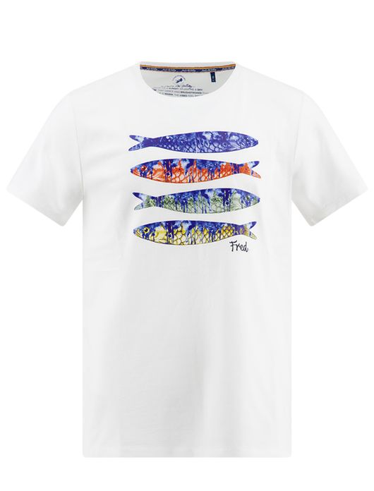 A Fish Named Fred T-shirt wit met vis print