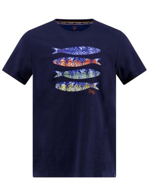A Fish Named Fred T-shirt met opdruk A Fish Named Fred donkerblauw korte mouw