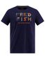 T-shirt korte mouwe A Fish Named Fred donkerblauw met opdruk katoen