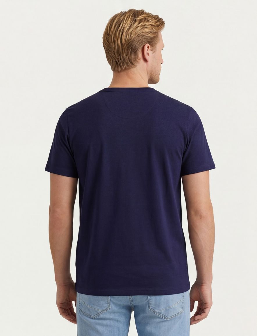 A Fish Named Fred T-shirt donkerblauw opdruk korte mouw