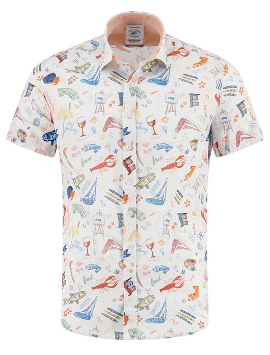 A Fish Named Fred overhemd wit geprint