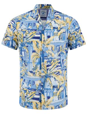 A Fish Named Fred A Fish Named Fred overhemd korte mouw blauw wide collar