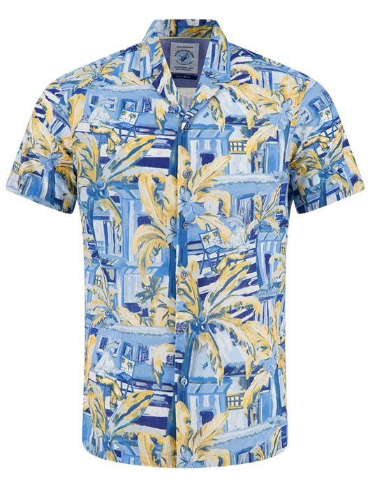 A Fish Named Fred overhemd korte mouw blauw