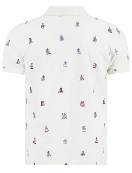 A Fish Named Fred polo wit zeilbootjes print