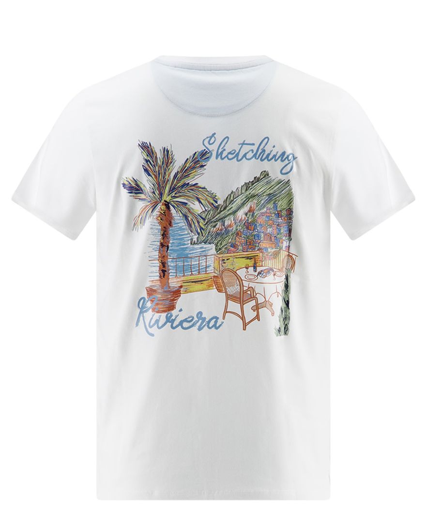 T-shirt wit A Fish Named Fred met backprint en logo