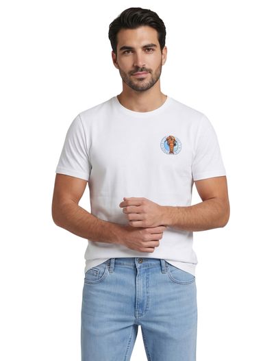 A Fish Named Fred T-shirt wit backprint A Fish Named Fred korte mouw ronde hals