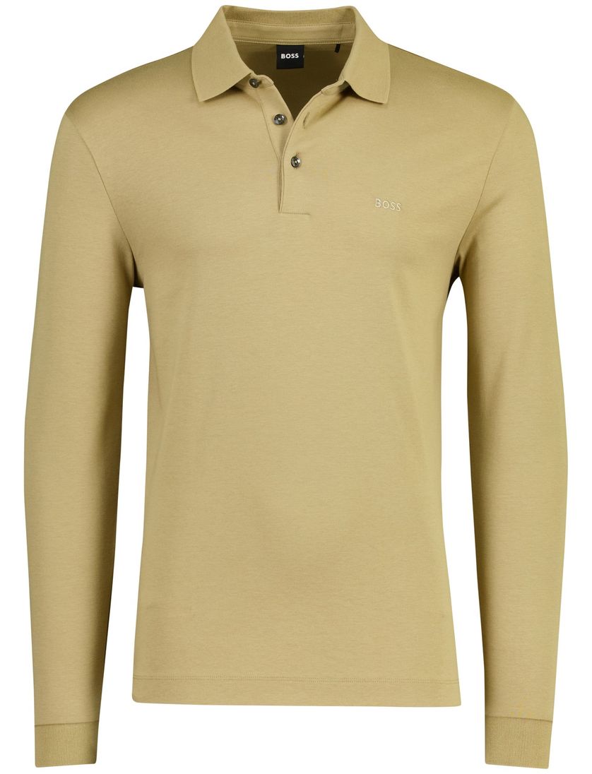 beige poloshirt Boss Black Pado jersey effen