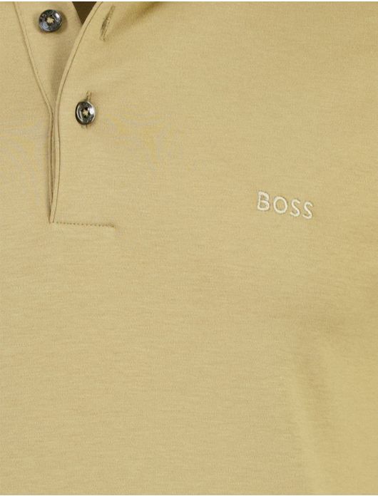 Boss Black Pado poloshirt lange mouw jersey beige