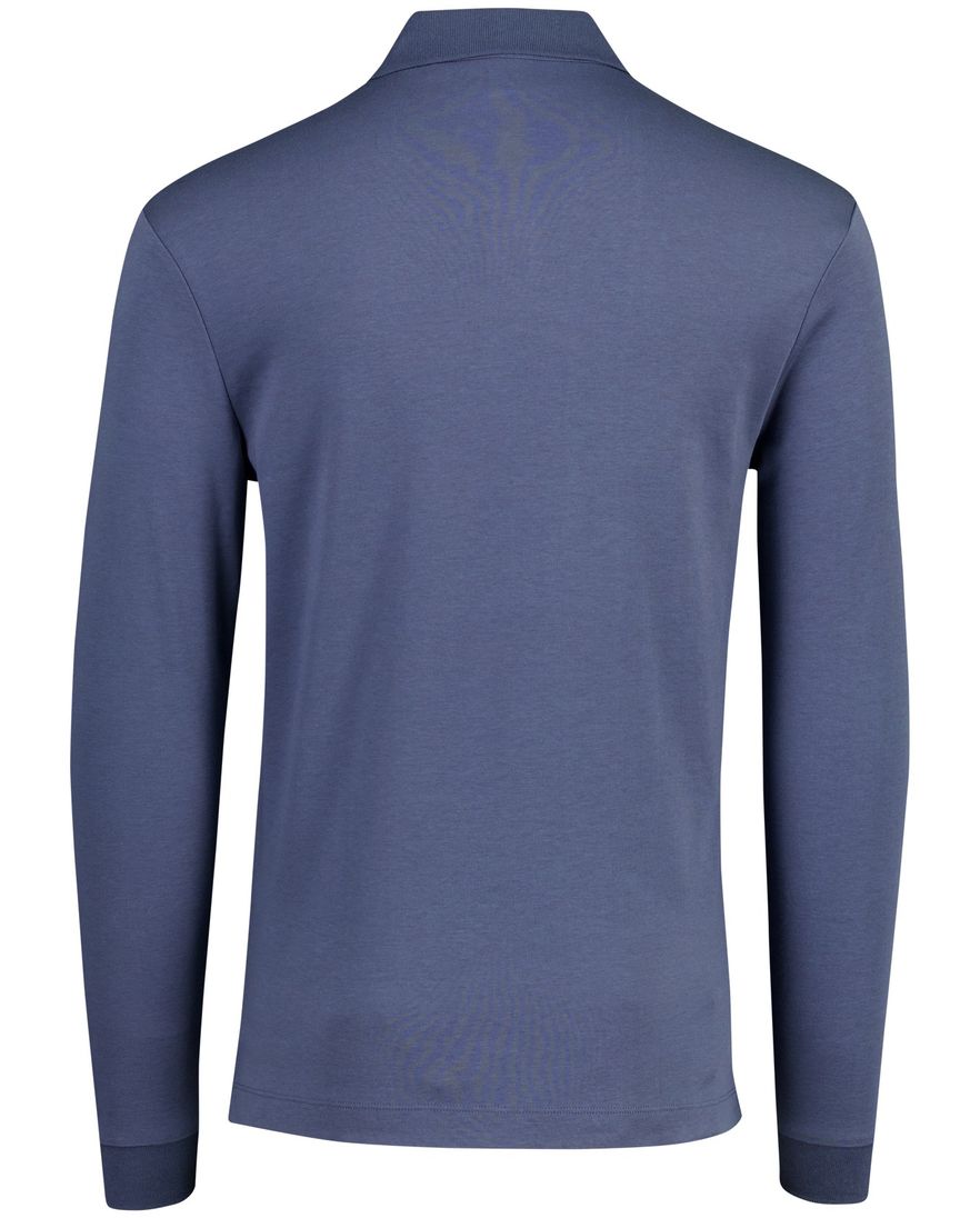 Poloshirt Boss Black Pado lange mouw 3 knoops blauw