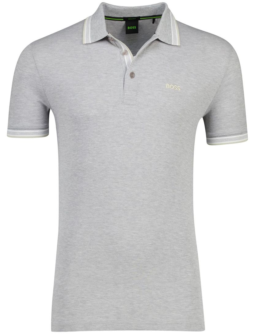 Poloshirt Boss Green paddy 3 knoops grijs pique