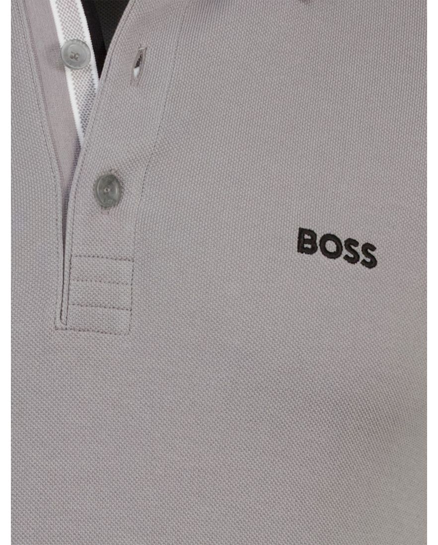 Boss Green Paddy poloshirt grijs met zwart logo